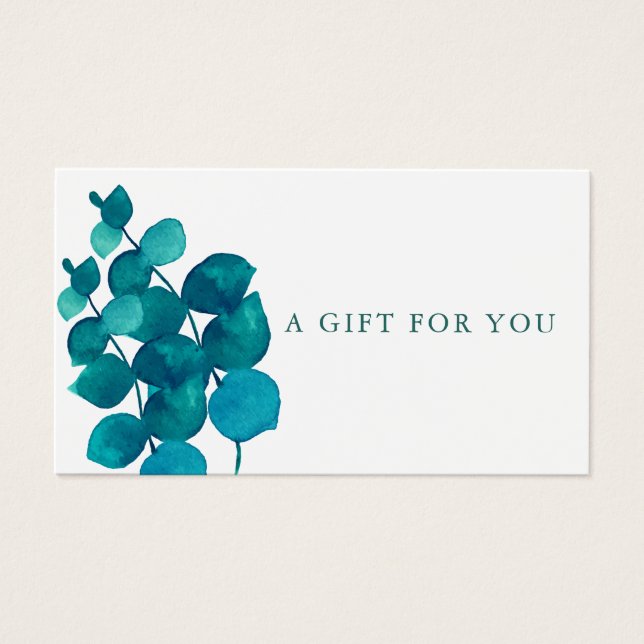 Élégant certificat cadeau Feuille Eucalyptus (Devant)