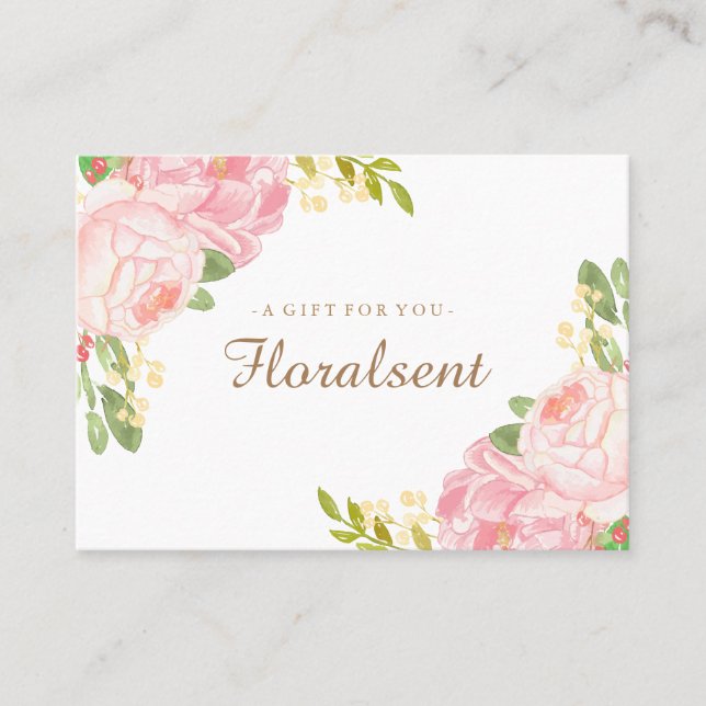 Élégant certificat cadeau floral personnalisable (Devant)