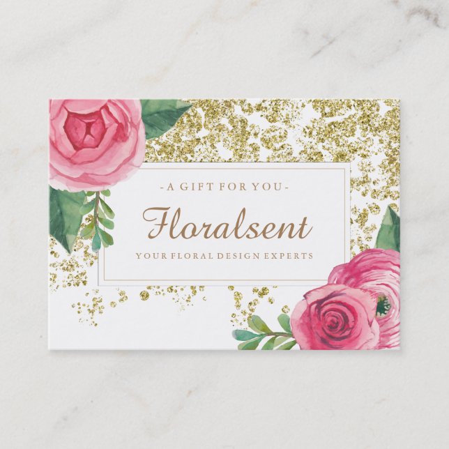 Élégant certificat cadeau floral personnalisable (Devant)