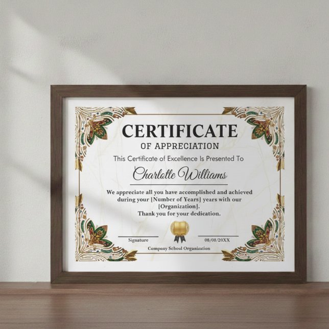 Elegant Certificate of Appreciation Award Template (Creator Uploaded)