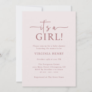 Elégant C'est une fille Baby shower Invitation
