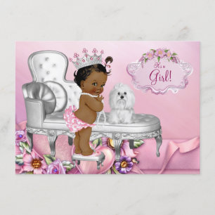 Elegant Chair Ethnic Princess Pearl Baby Shower Invitation