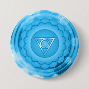 Elegant Chakra Blue Throat Zen Yoga Spiritual 3 Inch Round Button