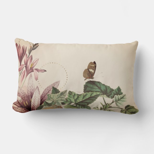 Elégant chalet Botanique Papillon Lumbar Coussin (Recto)