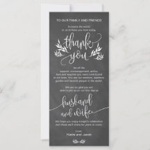 Elegant Chalk Floral Thank You Place Setting Card