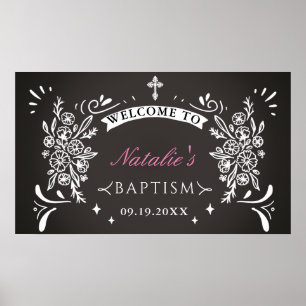 Elegant Chalkboard Baptism Welcome Poster