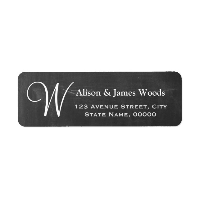 Elegant Chalkboard Blackboard Monogram Wedding (Front)