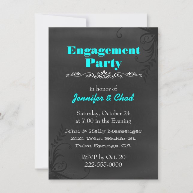 Elegant Chalkboard Engagement Party Custom Invitation (Front)