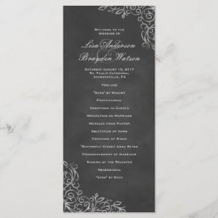 Elegant Chalkboard Filigree Wedding Program
