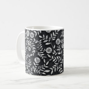 Elegant Chalkboard Floral Pattern Coffee Mug