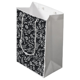Elegant Chalkboard Floral Pattern Medium Gift Bag