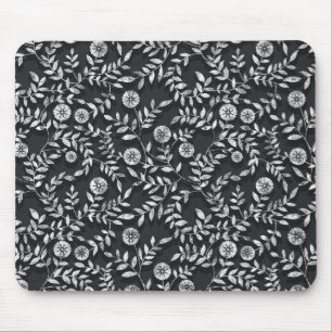 Elegant Chalkboard Floral Pattern Mouse Pad