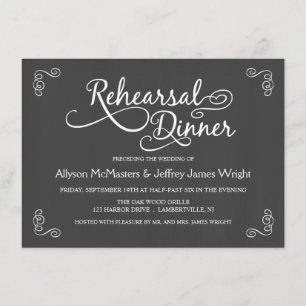 Elegant Chalkboard Rehearsal Dinner Invitations