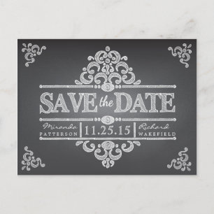 Elegant Chalkboard Save the Date Wedding Postcard