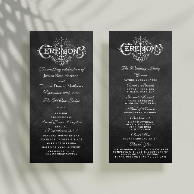 Elegant Chalkboard Wedding Ceremony Programs (Creator Uploaded)