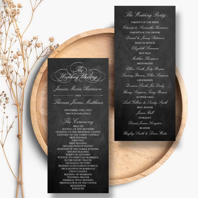 Elegant Chalkboard Wedding Program Template (Creator Uploaded)
