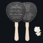 Elegant Chalkboard Wedding Program Template Hand Fan<br><div class="desc">Celebrate in style with these trendy wedding program hand fans. This design is easy to personalize with your special event wording and your guests will be thrilled when they receive these fabulous programs.</div>