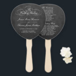 Elegant Chalkboard Wedding Program Template Hand Fan<br><div class="desc">Celebrate in style with these trendy wedding program hand fans. This design is easy to personalize with your special event wording and your guests will be thrilled when they receive these fabulous programs.</div>