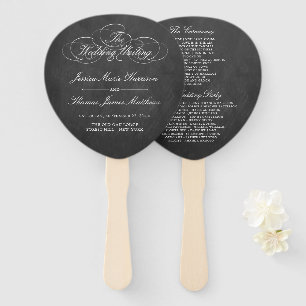 Elegant Chalkboard Wedding Program Template Hand Fan