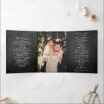 Elegant Chalkboard Wedding Tri-Fold Programme<br><div class="desc">These beautiful programs are perfect for anyone getting married this year. The design features elegant white wording on a chalkboard style background, very trendy but with a timeless feel. The template wording is easy to personalise and there is also space to include your favourite photo. If you would like to...</div>