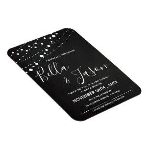 Elegant Chalkboard With String Lights Wedding Magnet