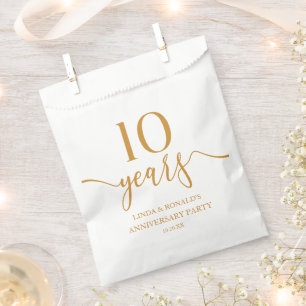 Elegant Champagne 10th Wedding Anniversary Favour Bag