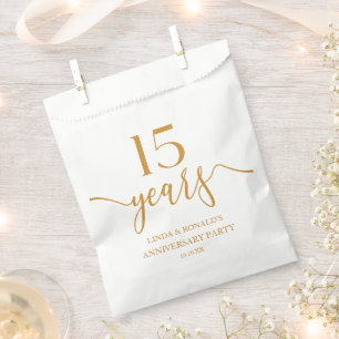 Elegant Champagne 15th Wedding Anniversary Favour Bag