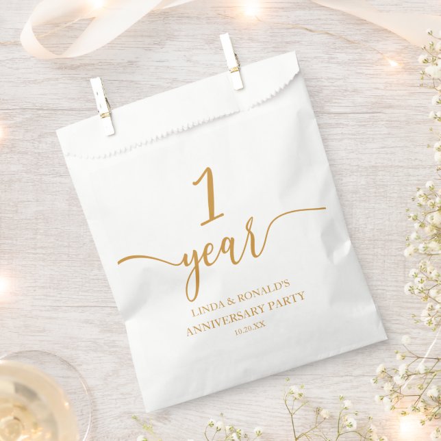 Elegant Champagne 1st Wedding Anniversary Favour Bag (Clipped)