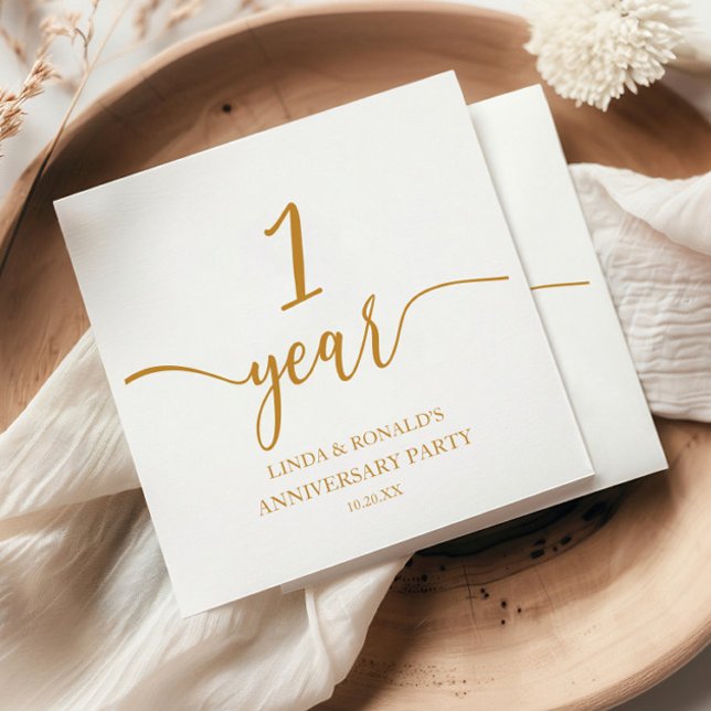 Elegant Champagne 1st Wedding Anniversary Napkin (Creator Uploaded)