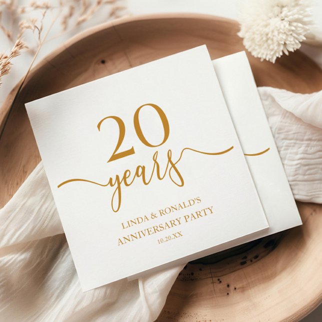 Elegant Champagne 20th Wedding Anniversary Napkin (Creator Uploaded)
