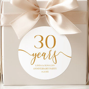 Elegant Champagne 30th Wedding Anniversary Classic Round Sticker