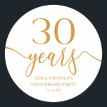 Elegant Champagne 30th Wedding Anniversary Classic Round Sticker<br><div class="desc">These are Elegant Minimalist Champagne 30th Wedding Anniversary Party Favour Stickers!</div>