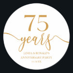 Elegant Champagne 75th Wedding Anniversary Classic Round Sticker<br><div class="desc">These are Elegant Minimalist Champagne 75th Wedding Anniversary Party Favour Stickers!</div>