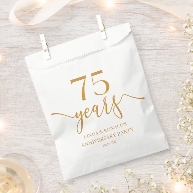 Elegant Champagne 75th Wedding Anniversary Favour Bag (Clipped)