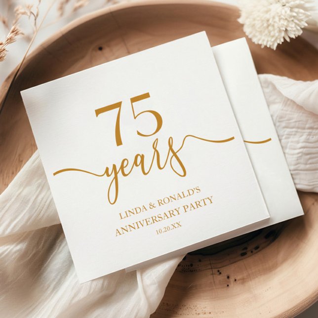 Elegant Champagne 75th Wedding Anniversary Napkin (Creator Uploaded)