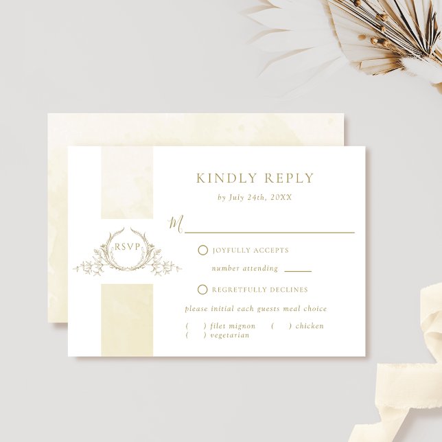 Elégant Champagne Aquarelle Mariage Monogram RSVP (Créateur téléchargé)