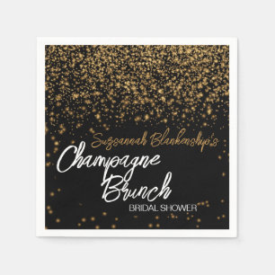 Elegant Champagne Brunch Bridal Shower Gold Bokeh Napkin