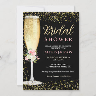 Elegant Champagne Brunch Floral Bridal Shower Invitation