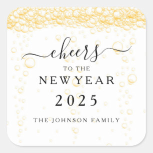 Elegant Champagne Cheers New Year's Eve  Square Sticker