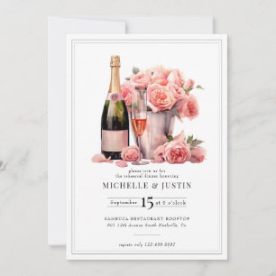 Elegant Champagne Chic Roses Rehearsal Invitation