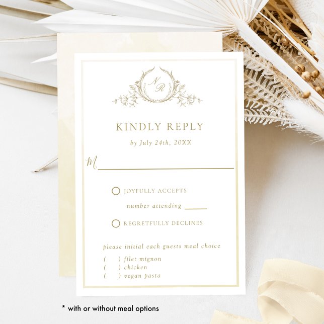 Elegant Champagne Cream Watercolor, Monogram RSVP (Creator Uploaded)