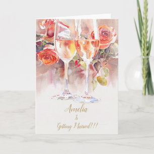 Elégant Champagne & Faire-part Fiançailles Rose