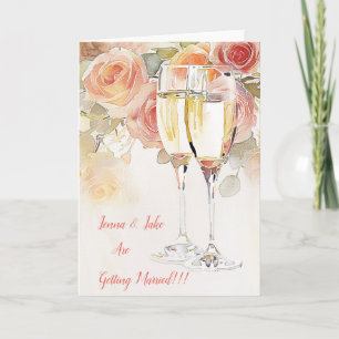 Elégant Champagne & Faire-part Fiançailles Rose