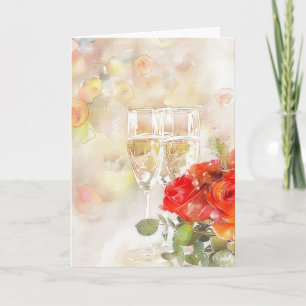 Elégant Champagne & Faire-part Fiançailles Rose