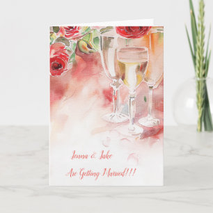 Elégant Champagne & Faire-part Fiançailles Rose