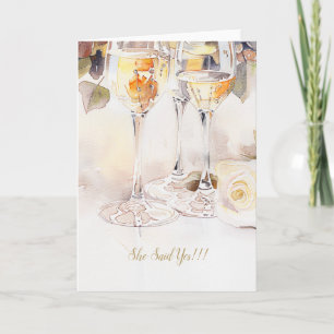 Elégant Champagne & Faire-part Fiançailles Rose