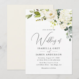 Elegant Champagne Floral Wedding  Invitation