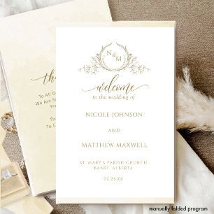 Elegant Champagne Folded Wedding Ceremony Program
