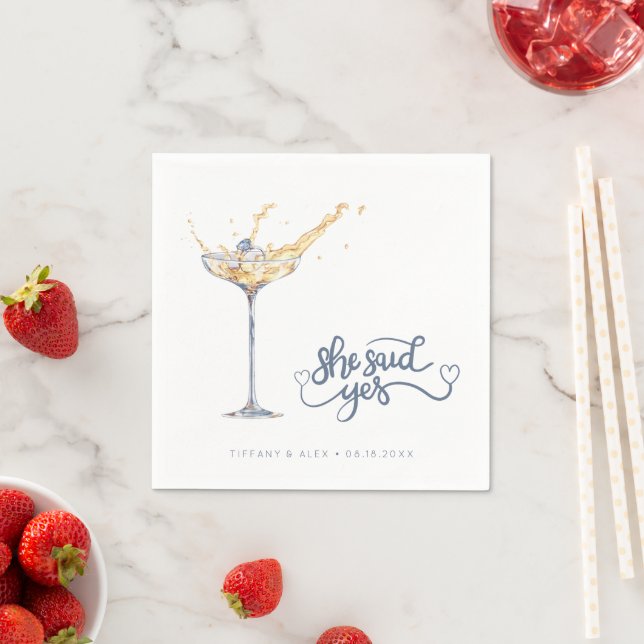 Elegant Champagne Glass Engagement Party  Napkin (Insitu)