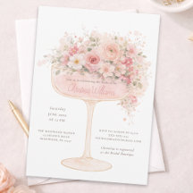 🍾🌸Elegant Champagne Glass Floral Invitation